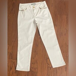 Chico’s Platinum Off-white denim jeans with decorative beads - Size 1 (Med)